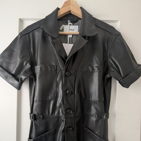 Pistola | Grover Vegan Leather Jumpsuit In Black - Picture 6 of 14